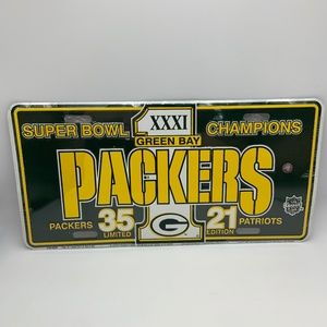 VTG Sealed Green Bay Packers Patriots Super Bowl Champs Decorative License Plate